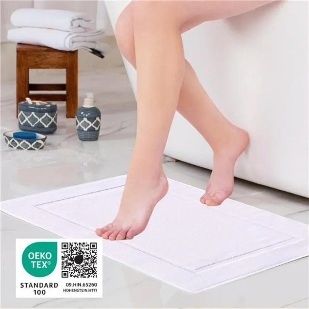 White Cotton Bath Mat Set of 2 20x30 Soft Absorbent Quick Dry Washable Bathroom